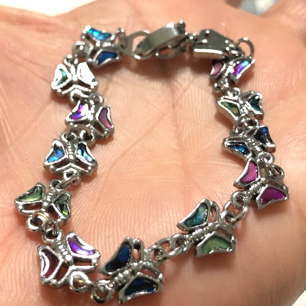 SJ Abalone shell butterfly charms bracelets